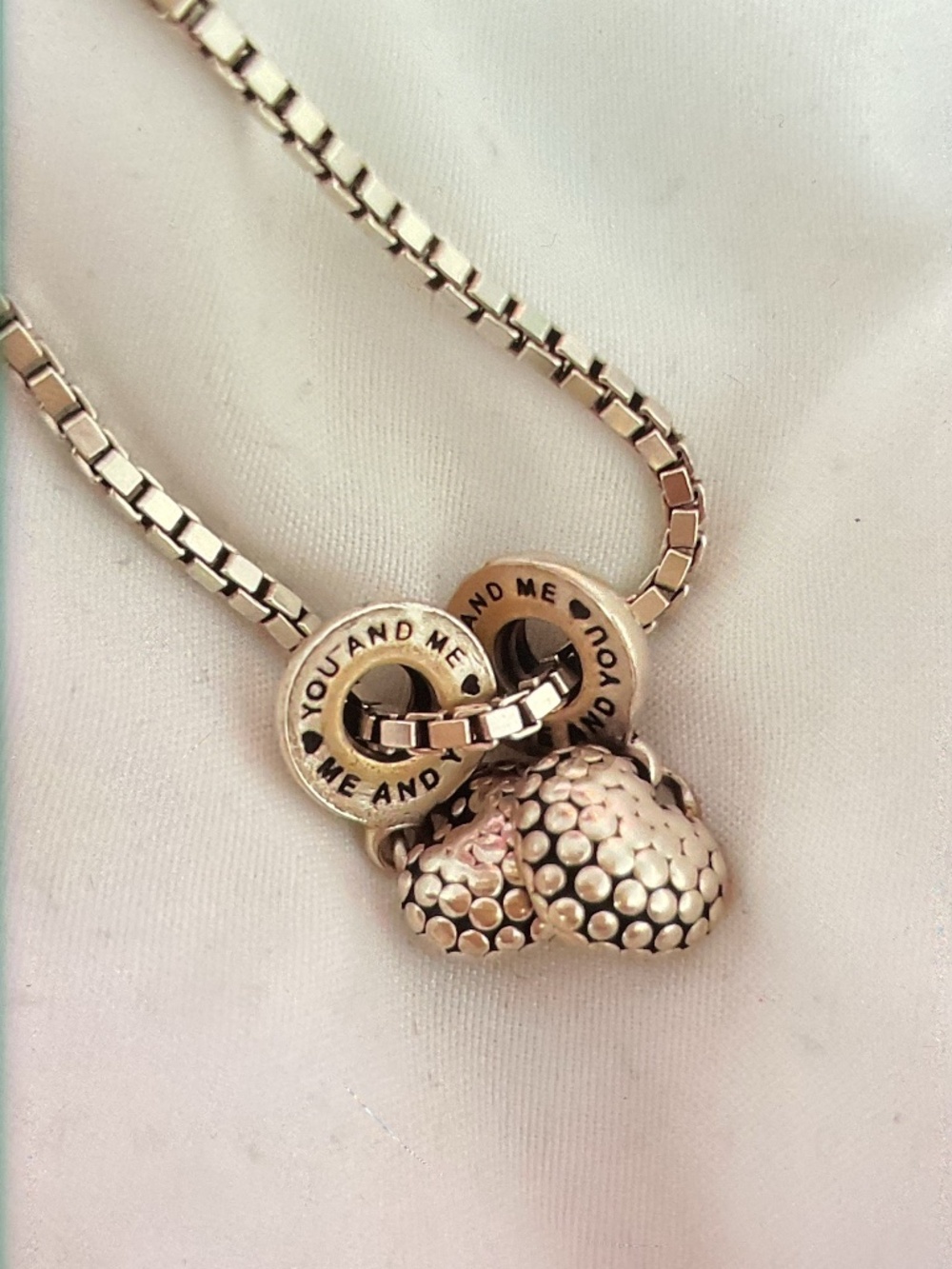 Pandora Mom and Son Double Heart Charms
